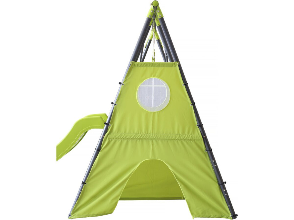 Klettergerüst aus Metall mit Rutsche "Kylian" - 4 Geräte - Grün