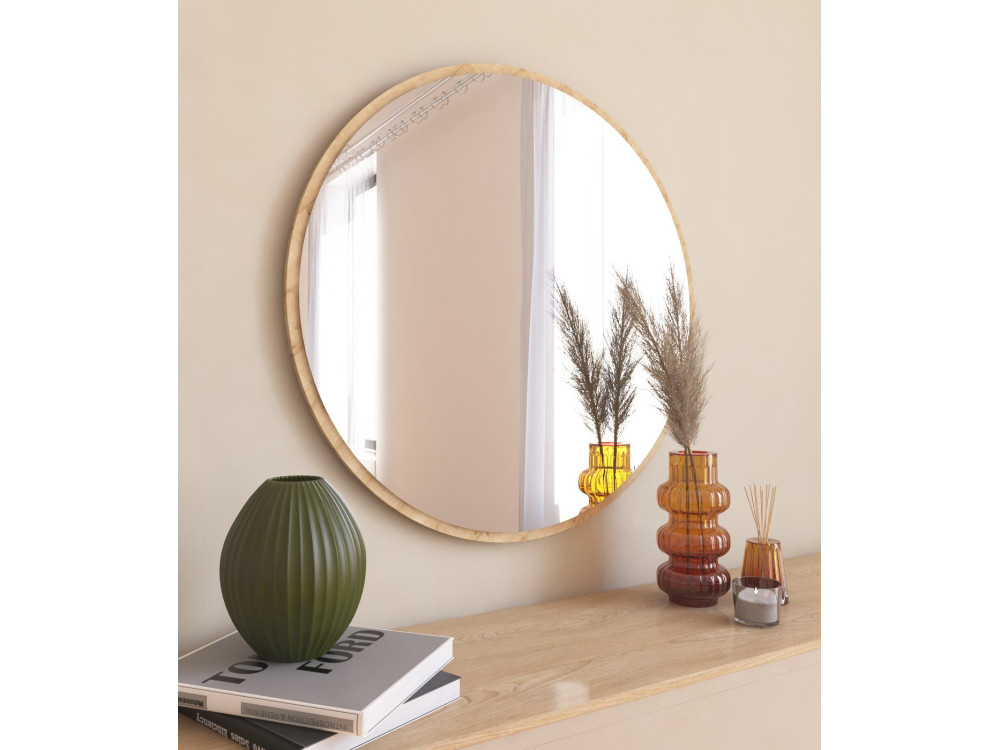 Holzspiegel "Ozze" - 60 x 60 cm - Beige