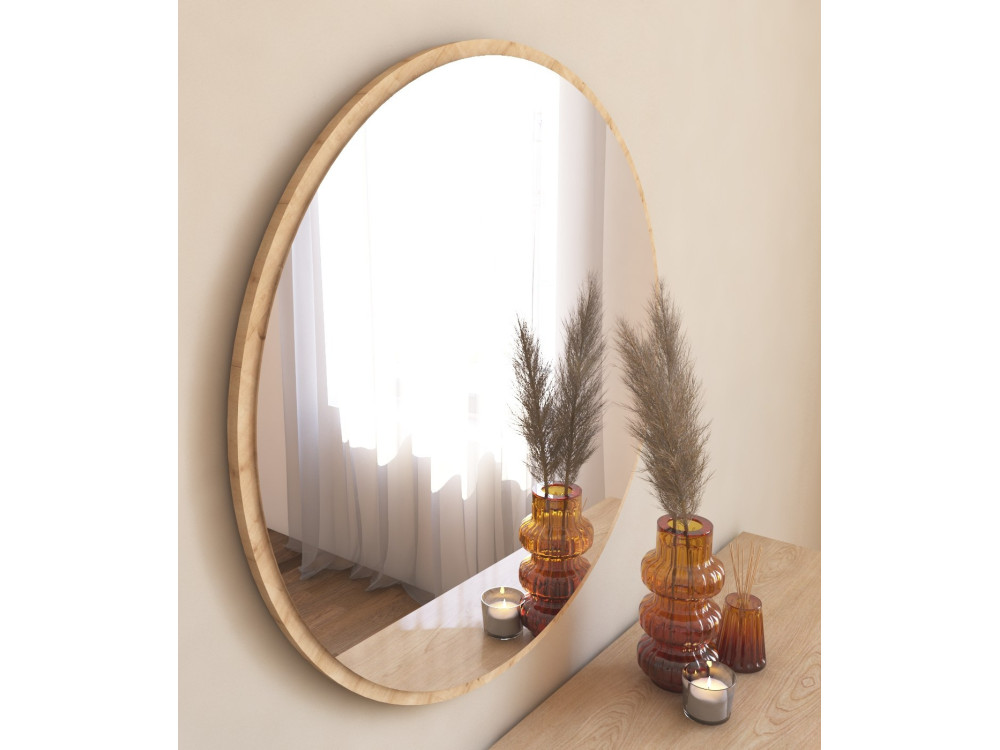 Holzspiegel "Ozze" - 60 x 60 cm - Beige