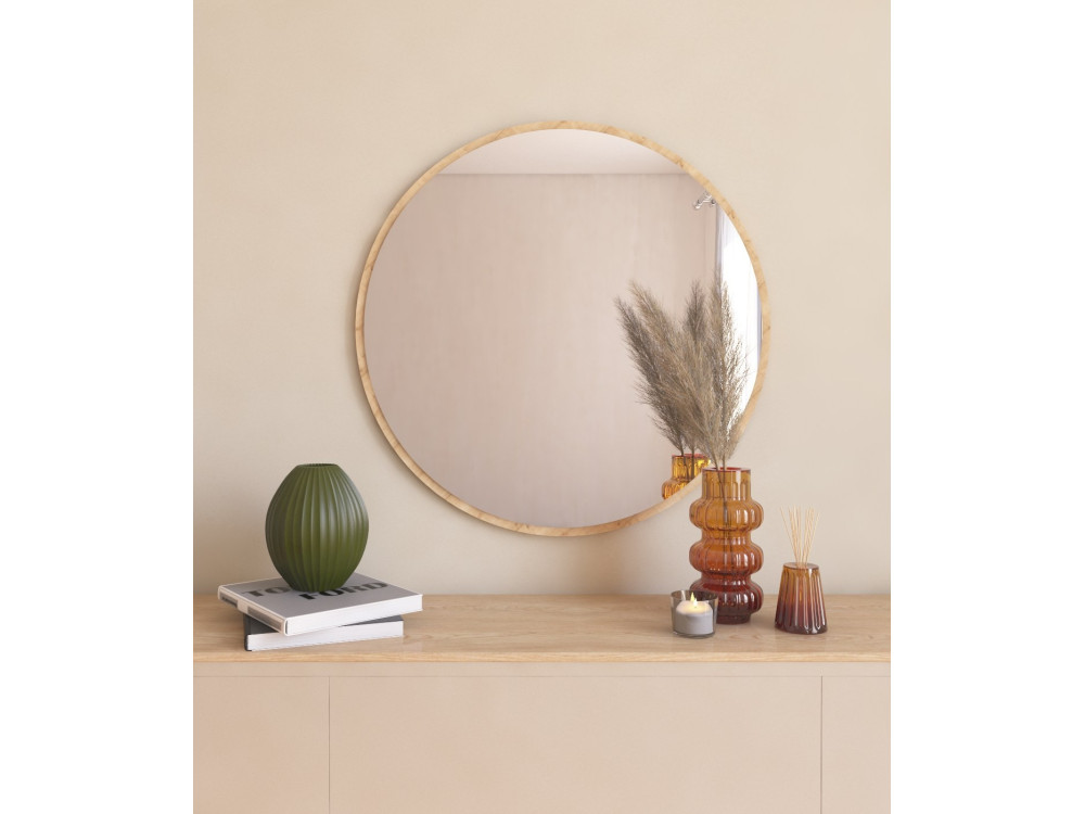 Holzspiegel "Ozze" - 60 x 60 cm - Beige