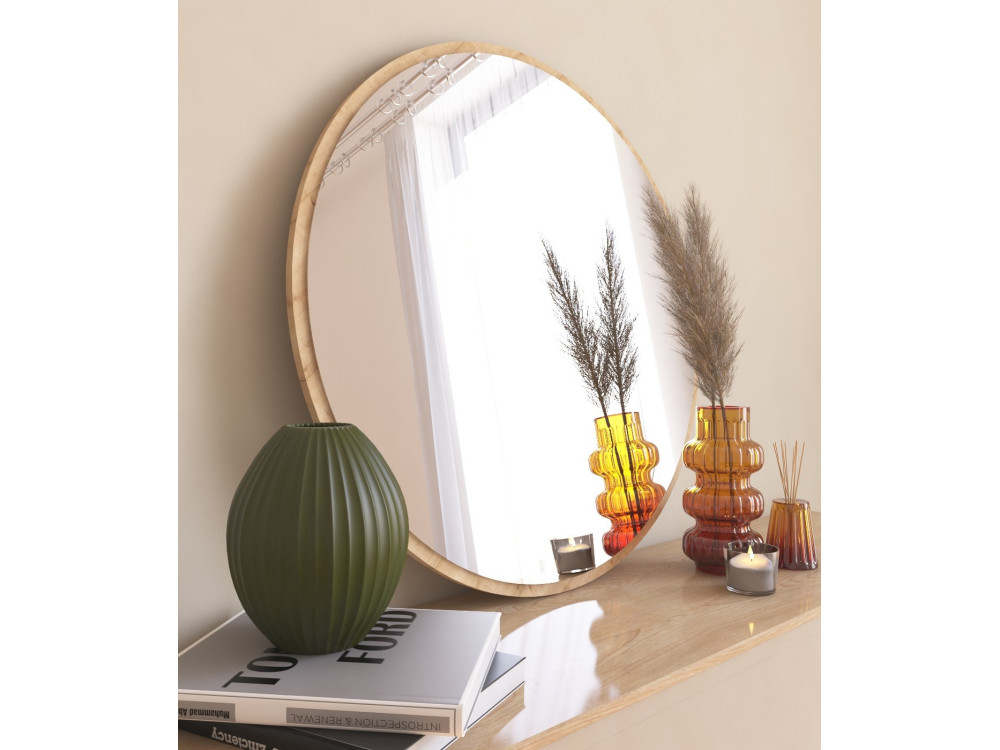 Holzspiegel "Ozze" - 60 x 60 cm - Beige