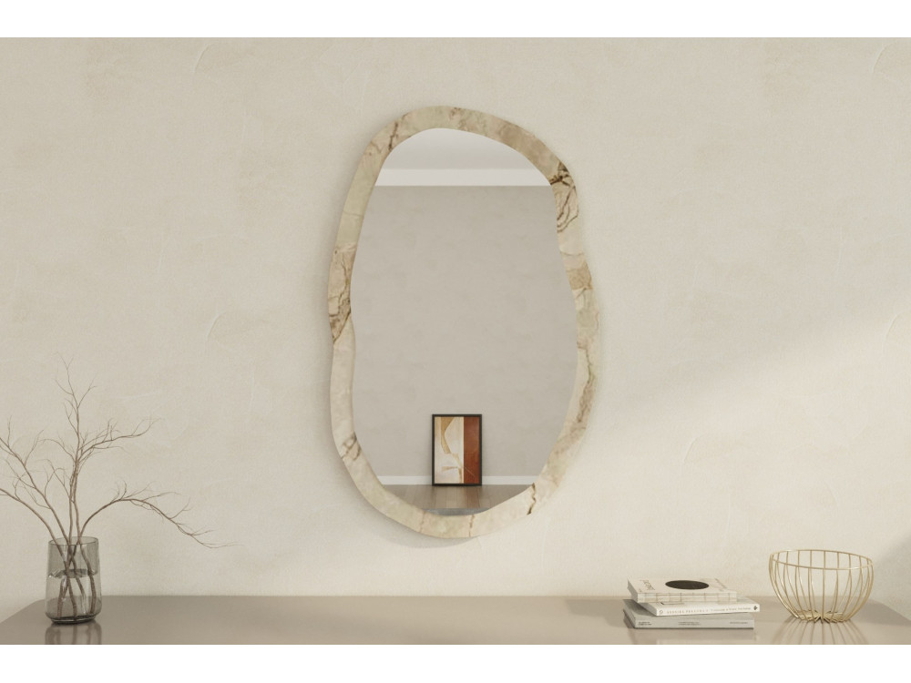 Holzspiegel "Lossa" - 52 x 86 cm - Beige marmoriert