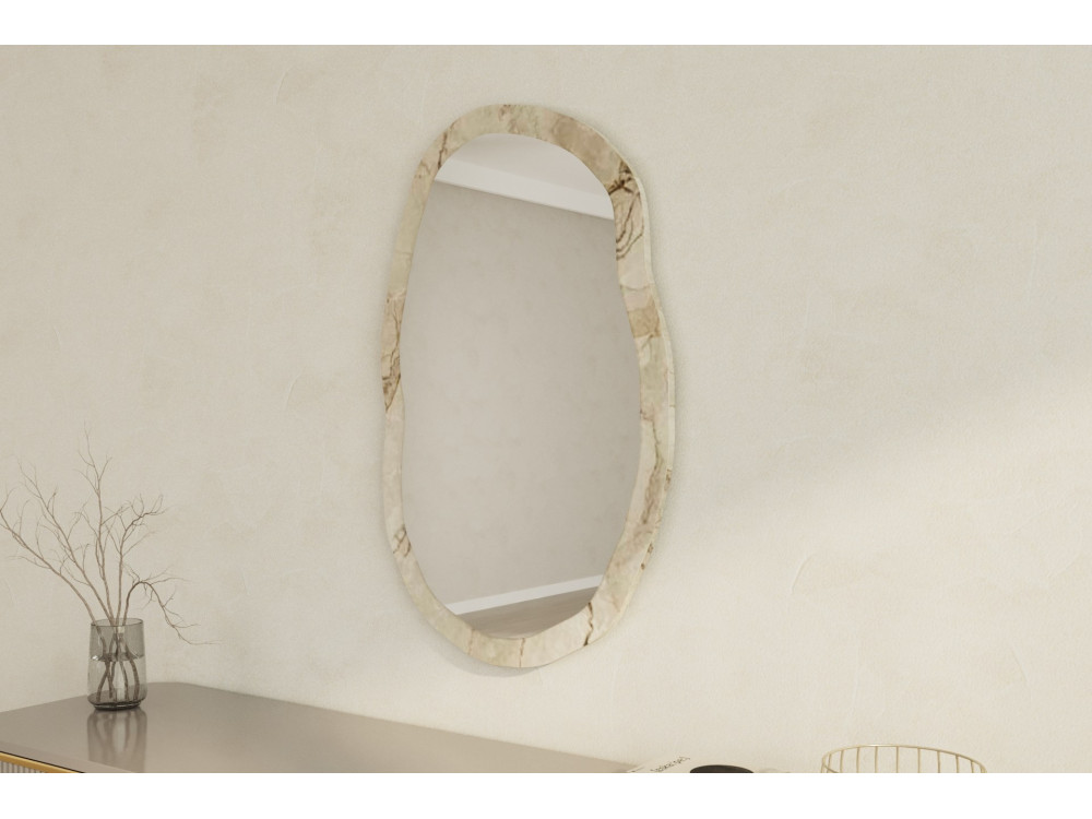 Holzspiegel "Lossa" - 52 x 86 cm - Beige marmoriert