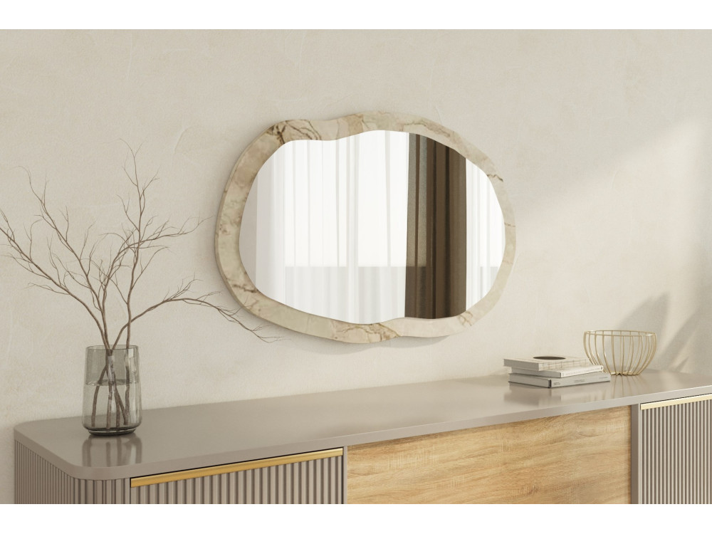Holzspiegel "Lossa" - 52 x 86 cm - Beige marmoriert