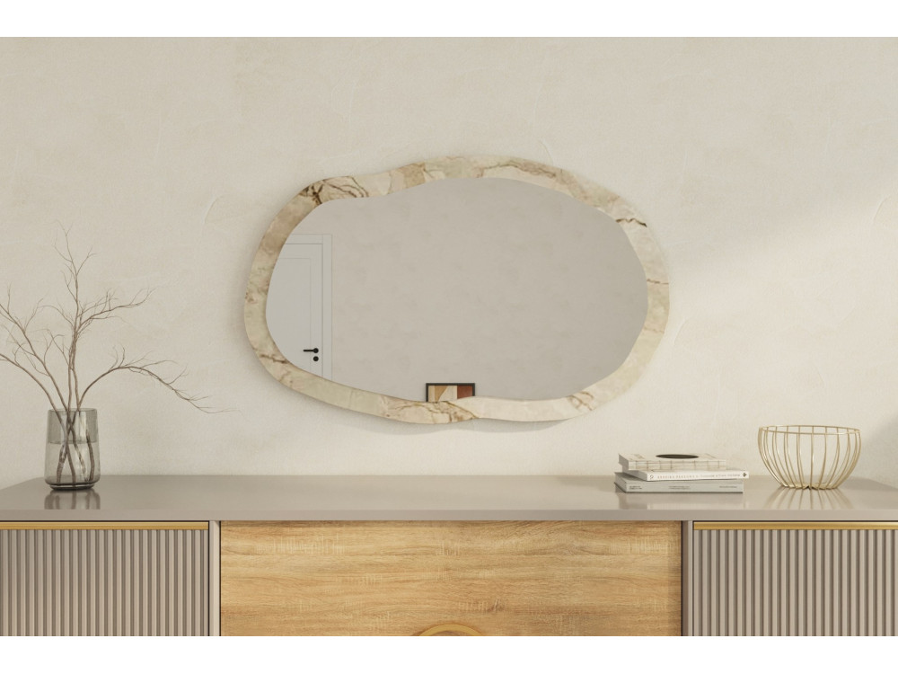 Holzspiegel "Lossa" - 52 x 86 cm - Beige marmoriert