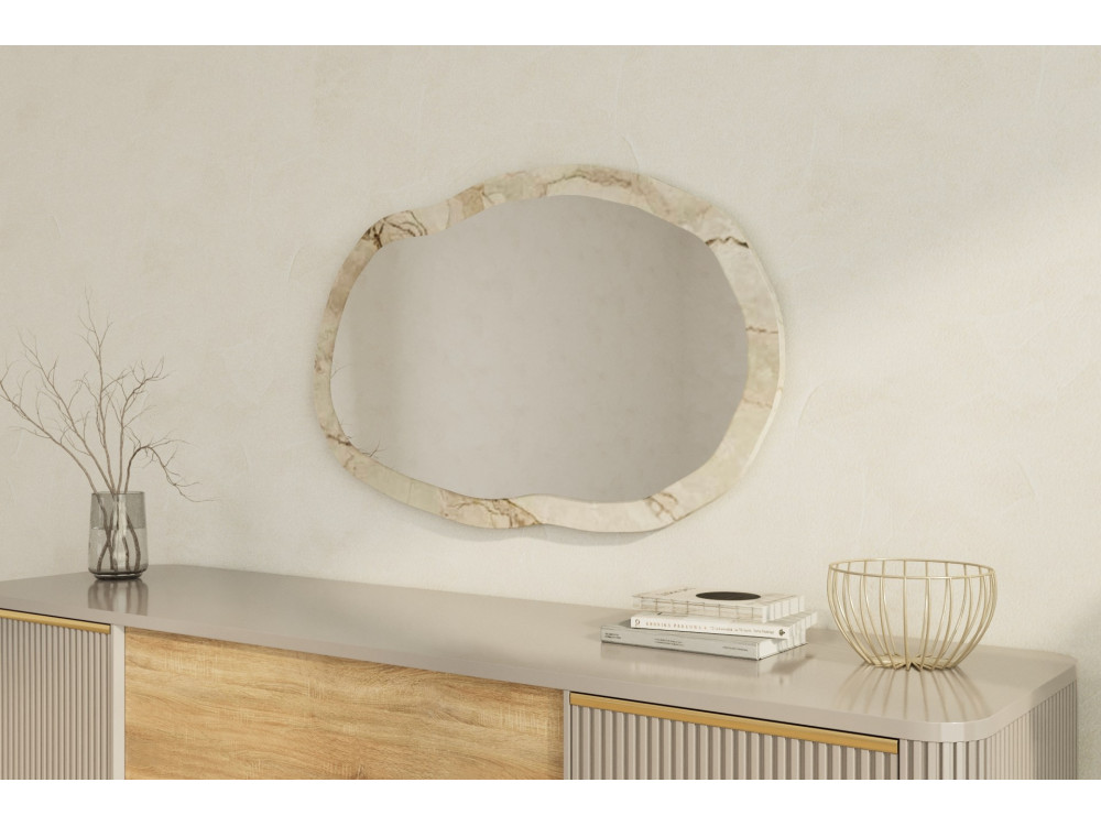 Holzspiegel "Lossa" - 52 x 86 cm - Beige marmoriert