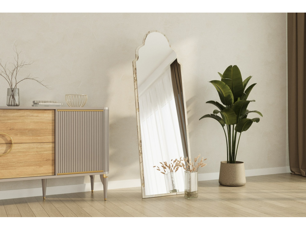Holzspiegel "Sahmaran " - 50 x 160 cm - Beige