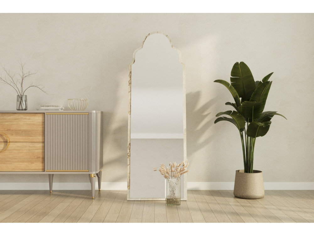 Holzspiegel "Sahmaran " - 50 x 160 cm - Beige