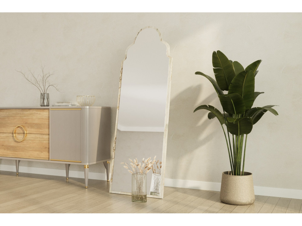 Holzspiegel "Sahmaran " - 50 x 160 cm - Beige