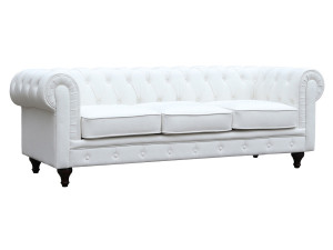 Chesterfield-Sofa "Aliza" - 208 x 82 x 70 cm - 3-Sitzer - Weiß