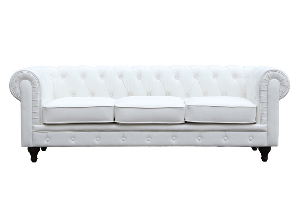 Chesterfield-Sofa "Aliza" - 208 x 82 x 70 cm - 3-Sitzer - Weiß