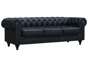 Chesterfield-Sofa "Aliza" - 208 x 82 x 70 cm - 3-Sitzer - Schwarz