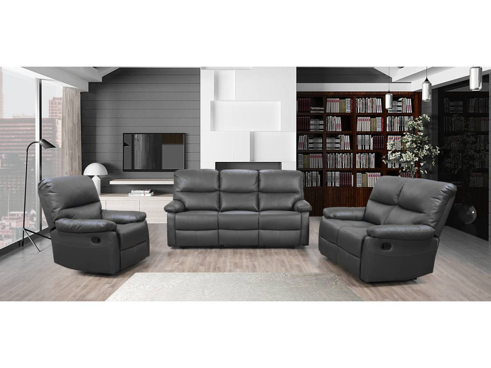 Relax-Sofa "Lincoln" - 197 x 89 x 103 cm - 3-Sitzer - Grau