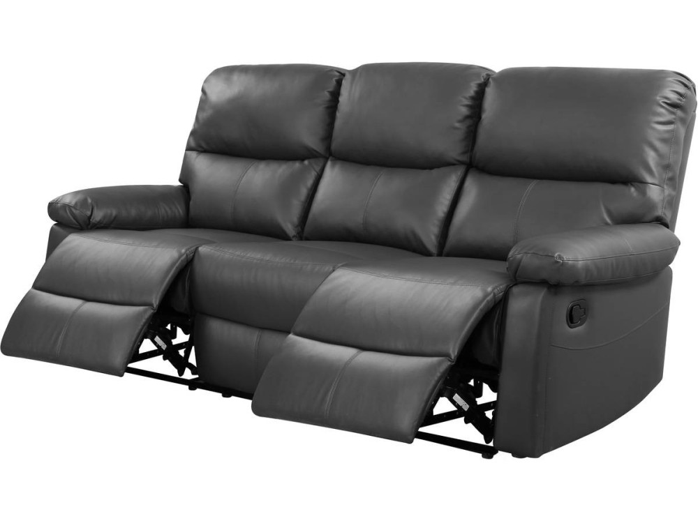 Relax-Sofa "Lincoln" - 197 x 89 x 103 cm - 3-Sitzer - Grau