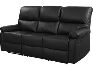Relax-Sofa "Lincoln" - 197 x 89 x 103 cm - 3-Sitzer - Schwarz