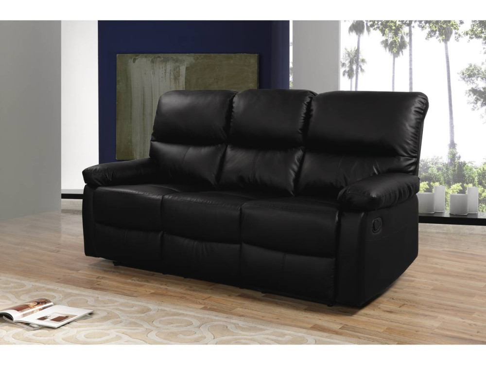 Relax-Sofa "Lincoln" - 197 x 89 x 103 cm - 3-Sitzer - Schwarz