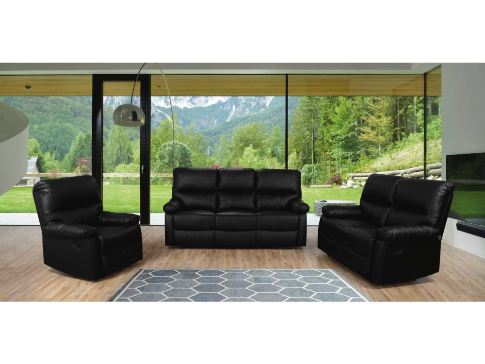 Relax-Sofa "Lincoln" - 197 x 89 x 103 cm - 3-Sitzer - Schwarz