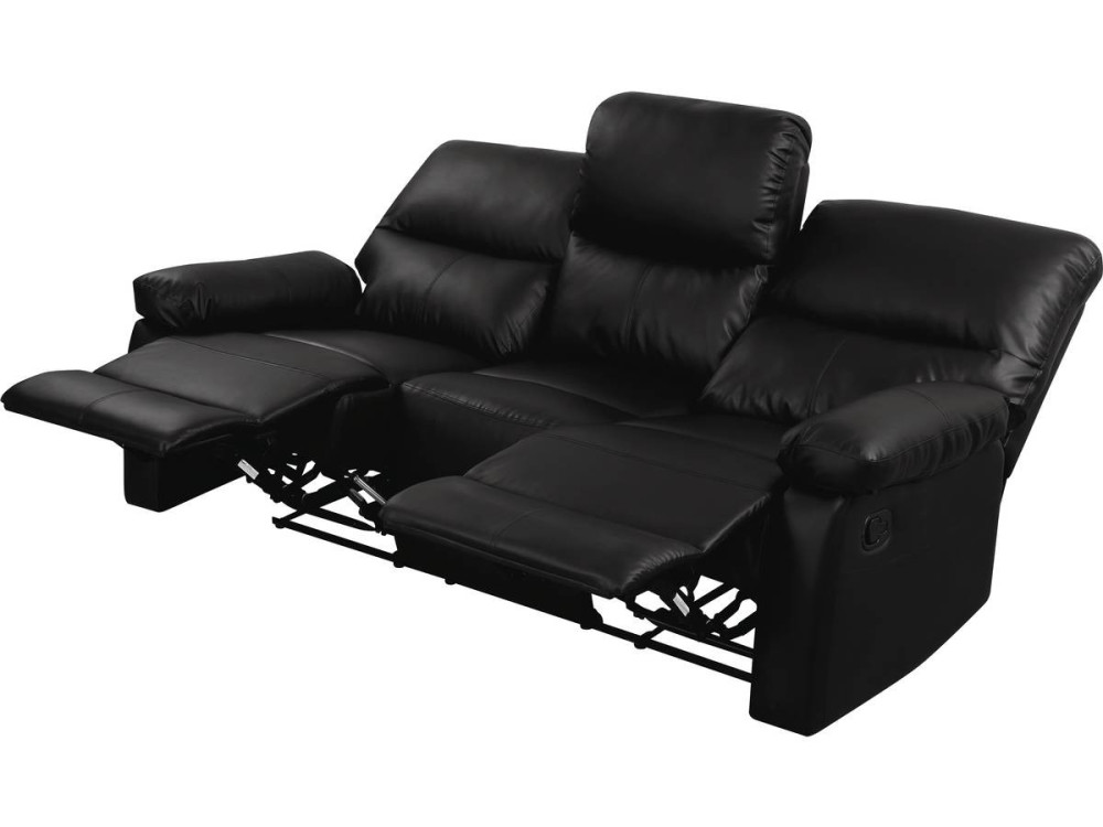 Relax-Sofa "Lincoln" - 197 x 89 x 103 cm - 3-Sitzer - Schwarz