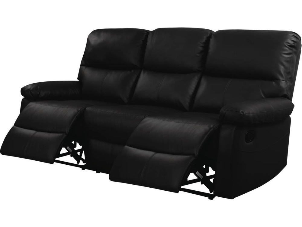 Relax-Sofa "Lincoln" - 197 x 89 x 103 cm - 3-Sitzer - Schwarz