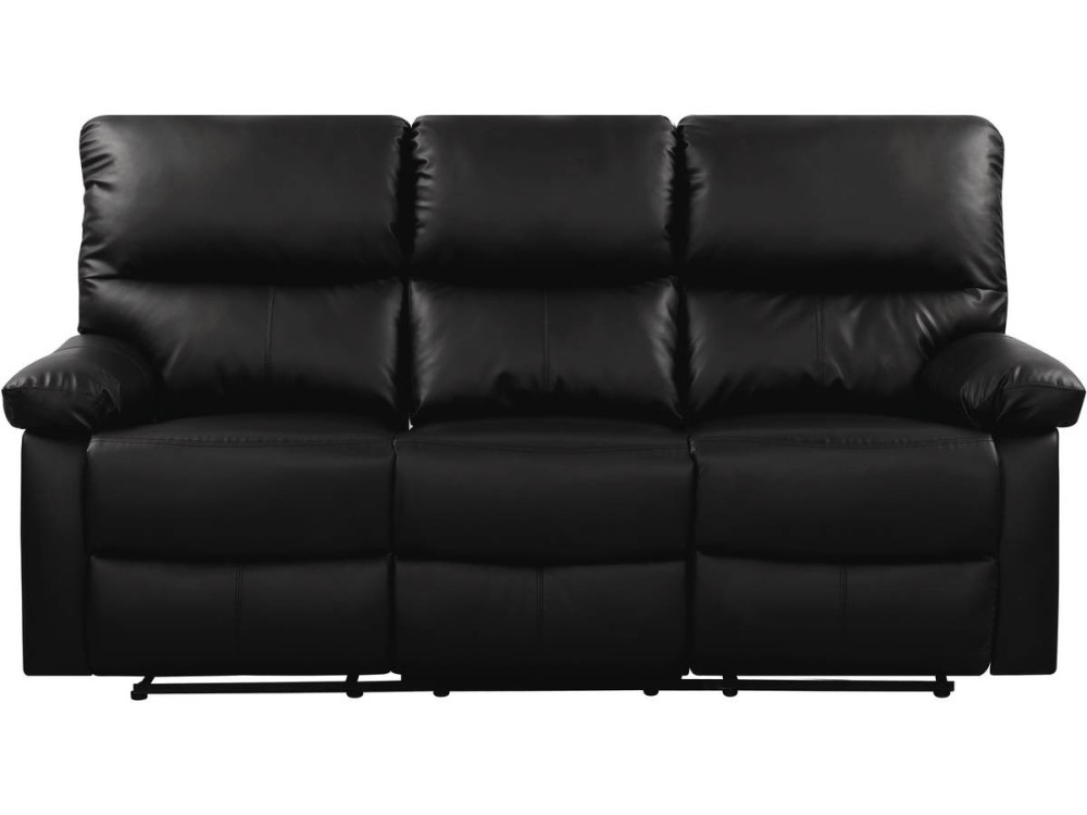 Relax-Sofa "Lincoln" - 197 x 89 x 103 cm - 3-Sitzer - Schwarz