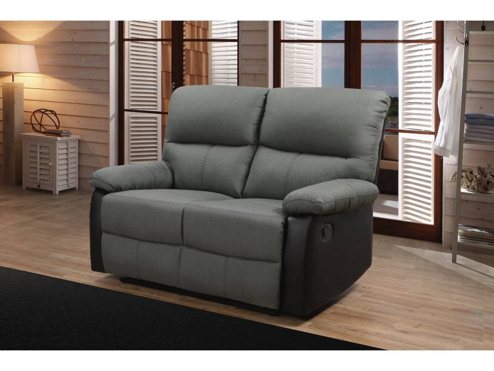 Relax-Sofa "Lincoln" - 147 x 89 x 103 cm - 2-Sitzer - Schwarz / Dunkelgrau