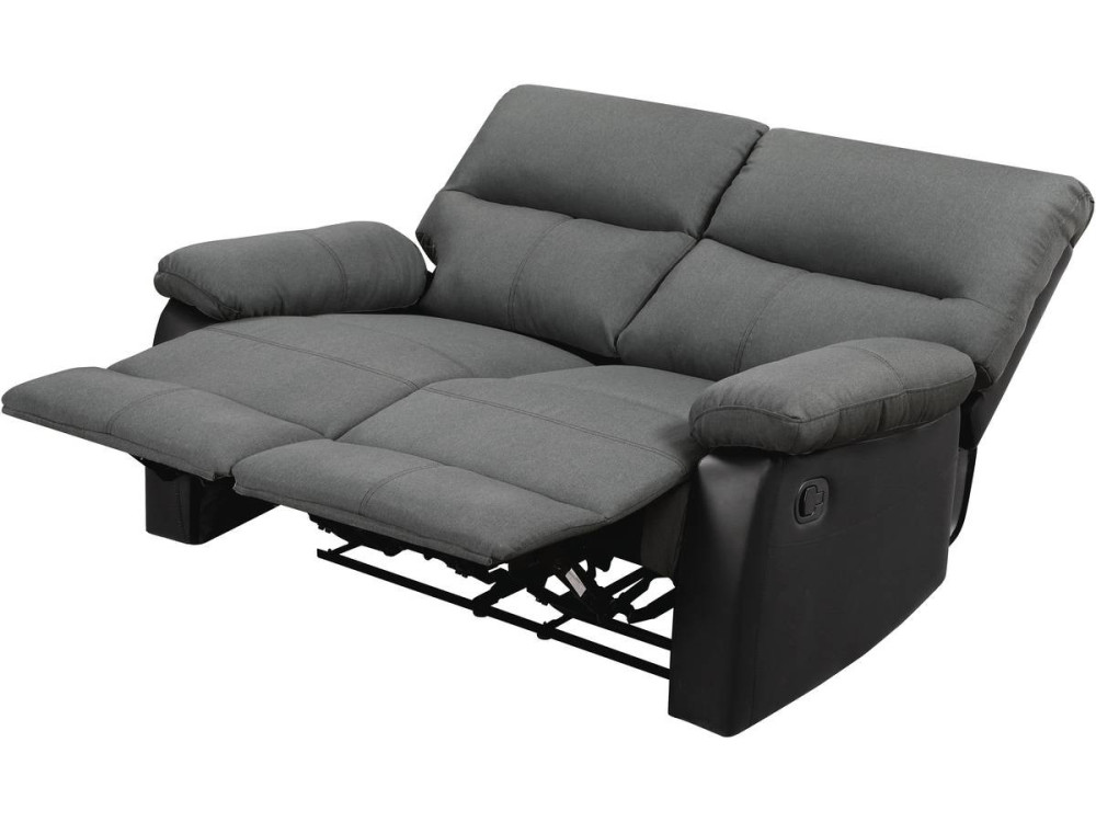 Relax-Sofa "Lincoln" - 147 x 89 x 103 cm - 2-Sitzer - Schwarz / Dunkelgrau