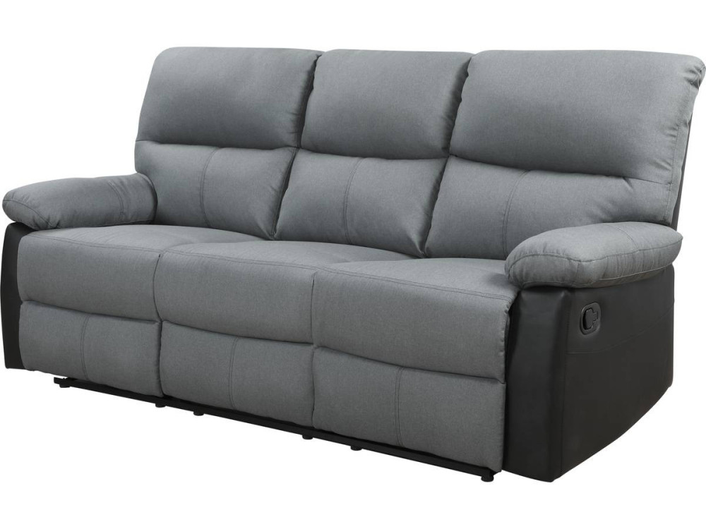 Relax-Sofa "Lincoln" - 3-Sitzer - Schwarz / Dunkelgrau