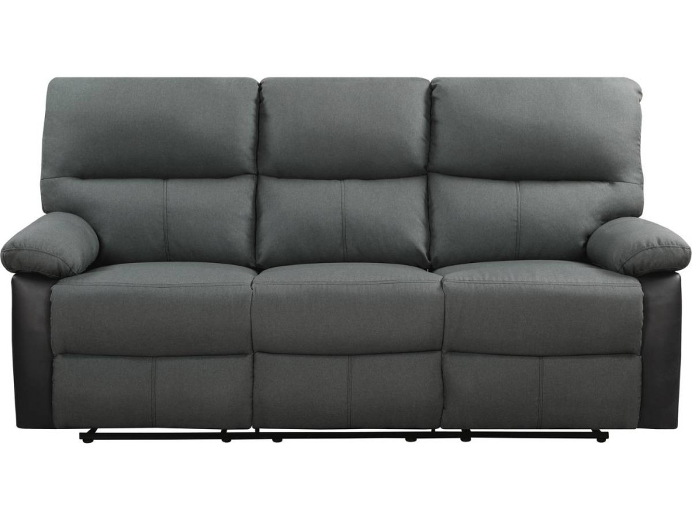 Relax-Sofa "Lincoln" - 3-Sitzer - Schwarz / Dunkelgrau