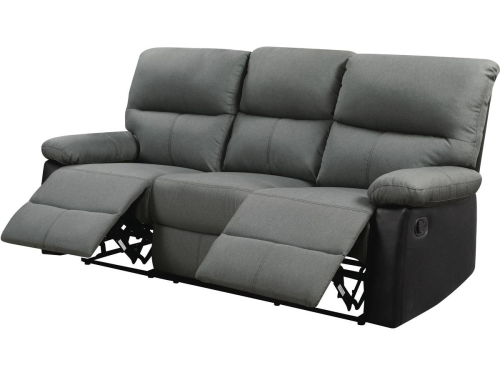 Relax-Sofa "Lincoln" - 3-Sitzer - Schwarz / Dunkelgrau