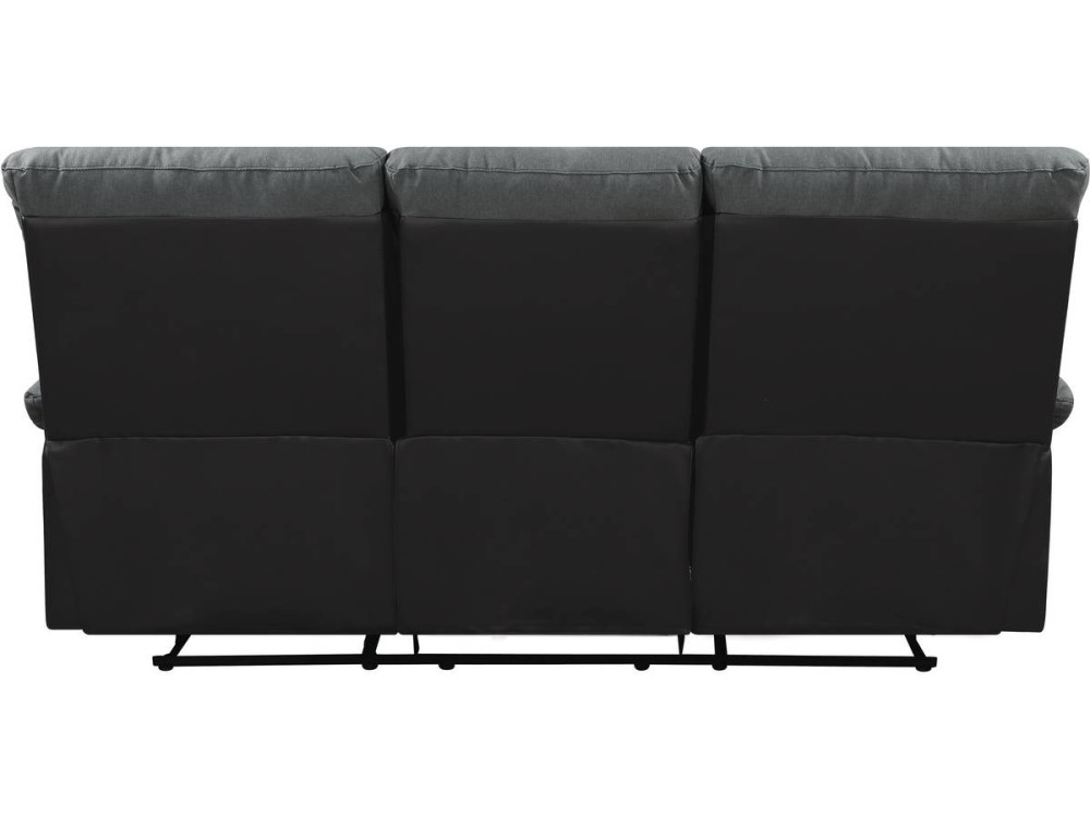 Relax-Sofa "Lincoln" - 3-Sitzer - Schwarz / Dunkelgrau