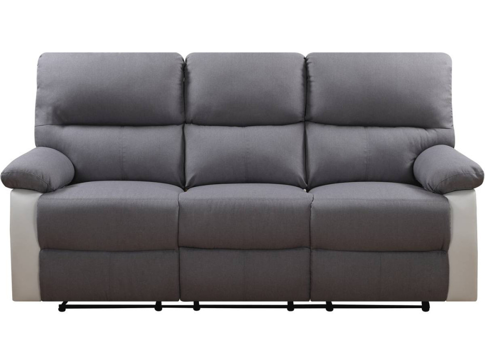 Relax-Sofa "Lincoln" - 197 x 89 x 103 cm - 3-Sitzer - Weiß / Hellgrau