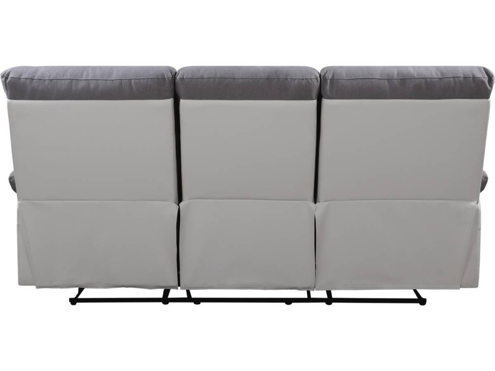 Relax-Sofa "Lincoln" - 197 x 89 x 103 cm - 3-Sitzer - Weiß / Hellgrau