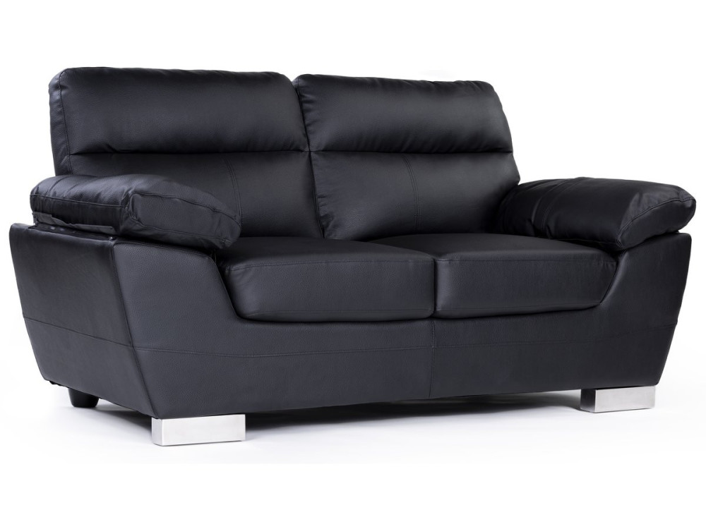 Ledersofa aus rekonstituiertem Leder und PVC "Dallas" - 169 x 88 x 90 cm - 2-Sitzer - Schwarz