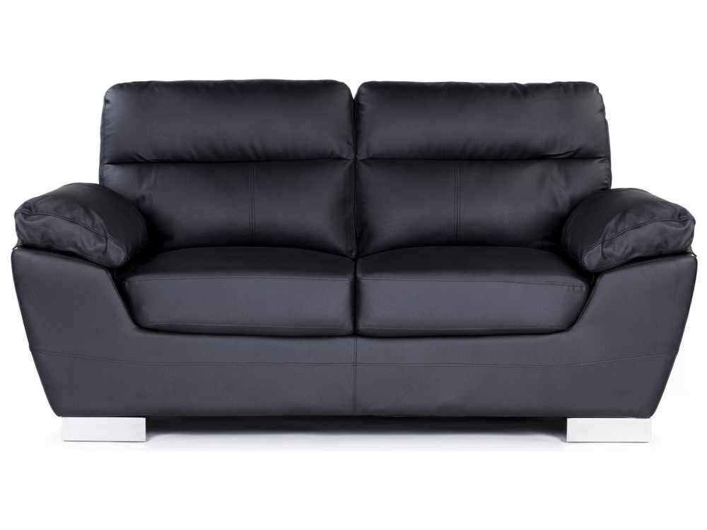 Ledersofa aus rekonstituiertem Leder und PVC "Dallas" - 169 x 88 x 90 cm - 2-Sitzer - Schwarz