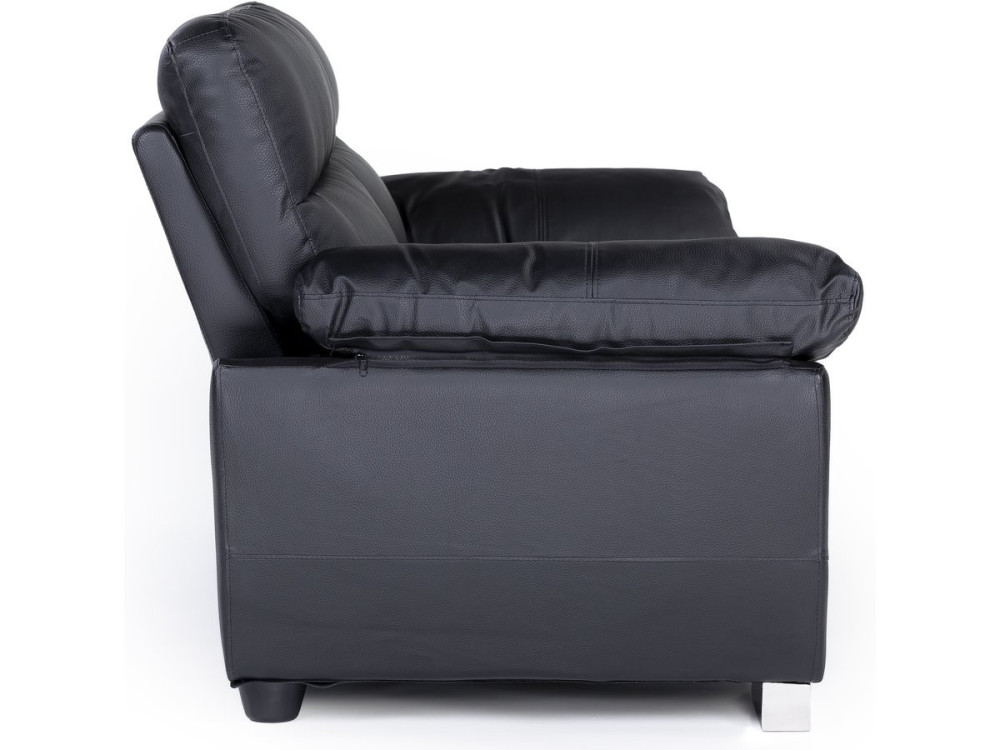 Ledersofa aus rekonstituiertem Leder und PVC "Dallas" - 169 x 88 x 90 cm - 2-Sitzer - Schwarz