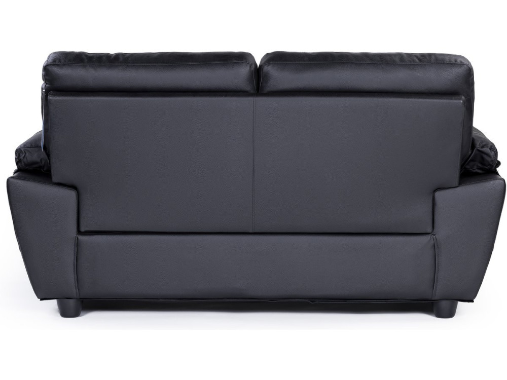 Ledersofa aus rekonstituiertem Leder und PVC "Dallas" - 169 x 88 x 90 cm - 2-Sitzer - Schwarz