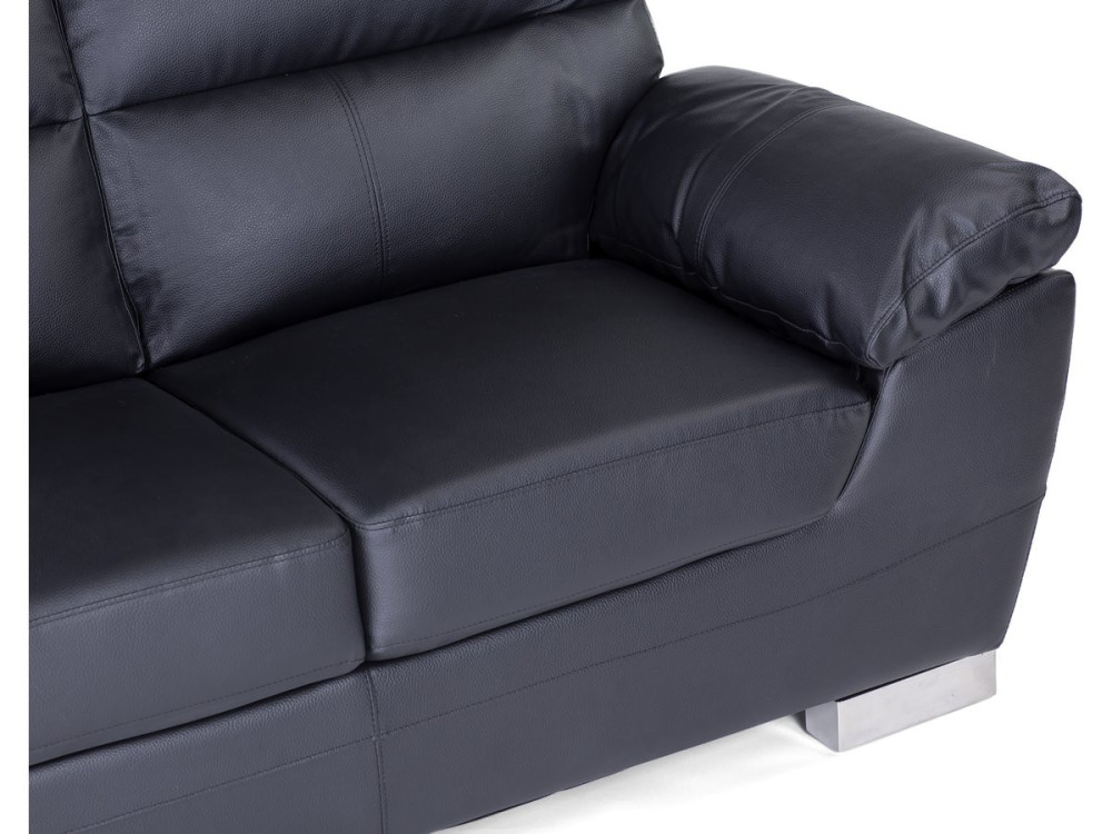 Ledersofa aus rekonstituiertem Leder und PVC "Dallas" - 169 x 88 x 90 cm - 2-Sitzer - Schwarz