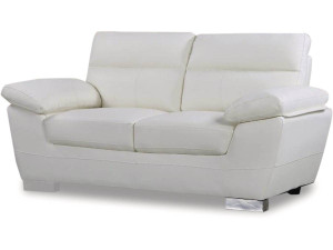 Ledersofa aus rekonstituiertem Leder und PVC "Dallas" - 169 x 88 x 90 cm - 2-Sitzer - Weiß