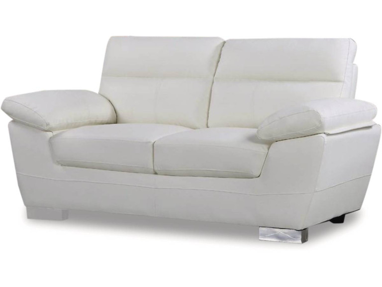 Ledersofa aus rekonstituiertem Leder und PVC "Dallas" - 169 x 88 x 90 cm - 2-Sitzer - Weiß