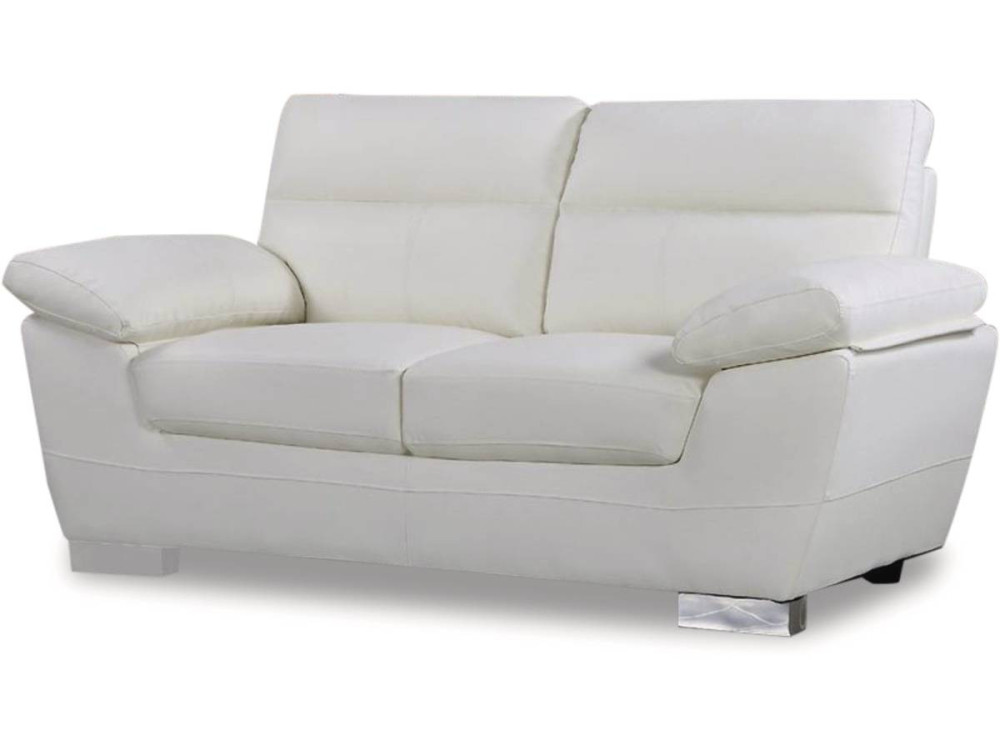 Ledersofa aus rekonstituiertem Leder und PVC "Dallas" - 169 x 88 x 90 cm - 2-Sitzer - Weiß
