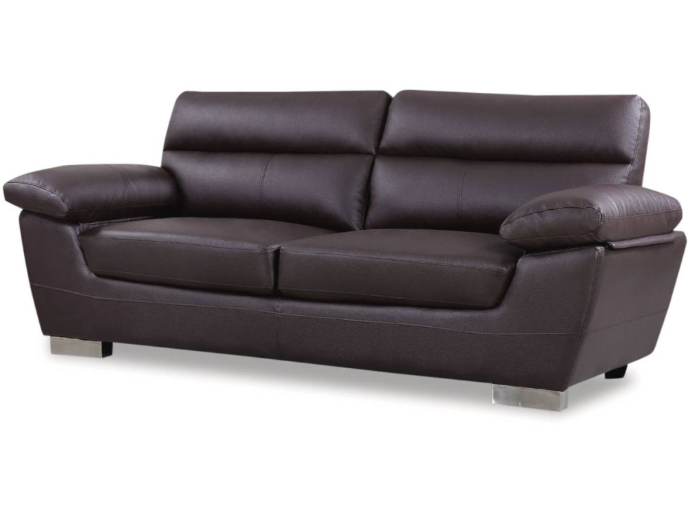 Ledersofa aus rekonstituiertem Leder und PVC "Dallas" - 210 X 88 X 90 cm - 3-Sitzer - Schokolade