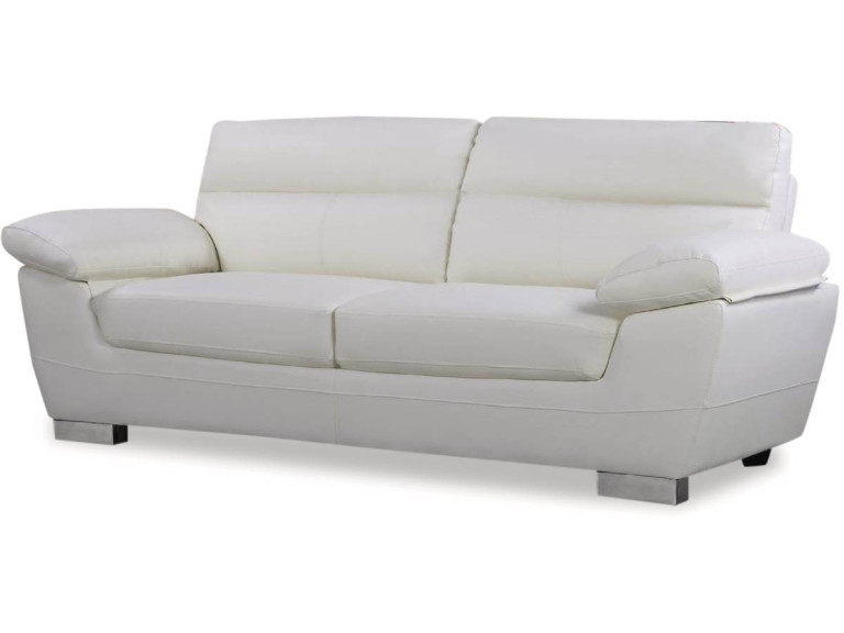 Ledersofa aus rekonstituiertem Leder und PVC "Dallas" - 210 X 88 X 90 cm - 3-Sitzer - Weiß