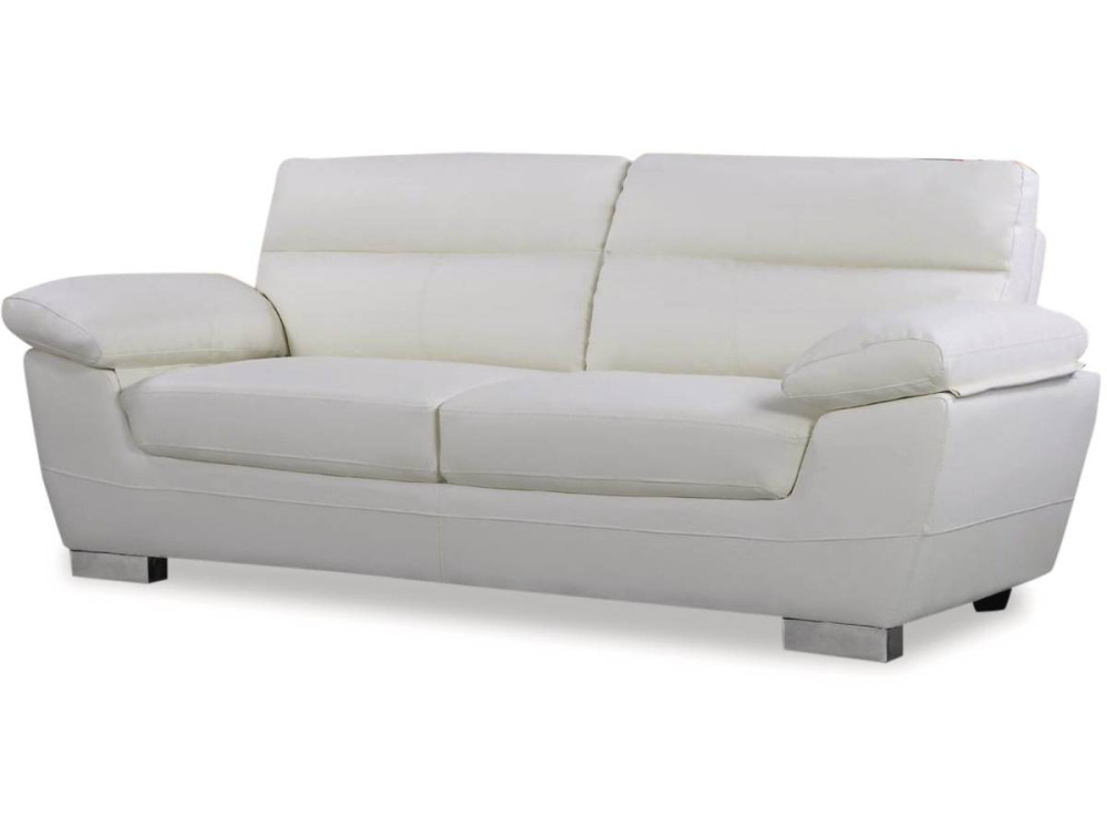 Ledersofa aus rekonstituiertem Leder und PVC "Dallas" - 210 X 88 X 90 cm - 3-Sitzer - Weiß