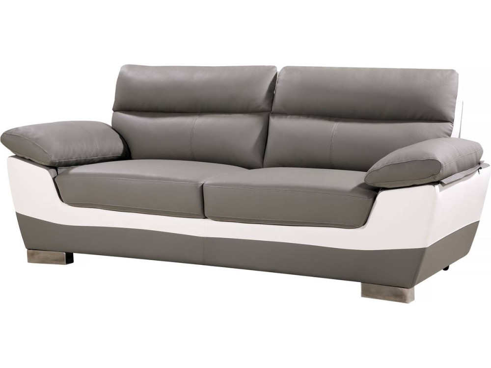 Sofa aus rekonstituiertem Leder und PVC "Dallas" - 210 X 88 X 90 cm - 3-Sitzer - Weiß / Grau