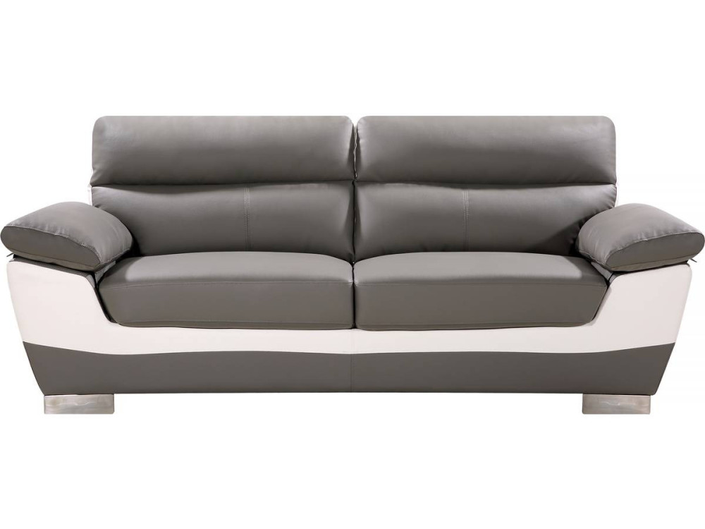 Sofa aus rekonstituiertem Leder und PVC "Dallas" - 210 X 88 X 90 cm - 3-Sitzer - Weiß / Grau