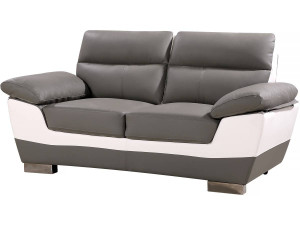 Sofa aus rekonstituiertem Leder und PVC "Dallas" - 169 x 88 x 90 cm - 2-Sitzer - Weiß / Grau