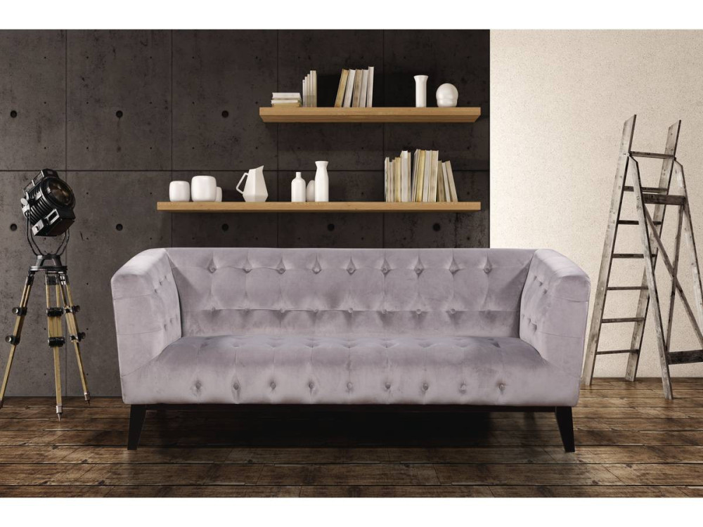 Sofa aus Samt "Vanessa" - 3-Sitzer - Hellgrau