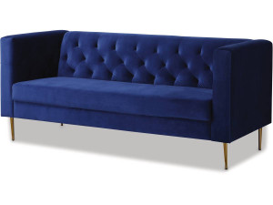 Couch aus Samt "Bruce" - 196 x 76 x 82 cm - 3-Sitzer - Dunkelblau