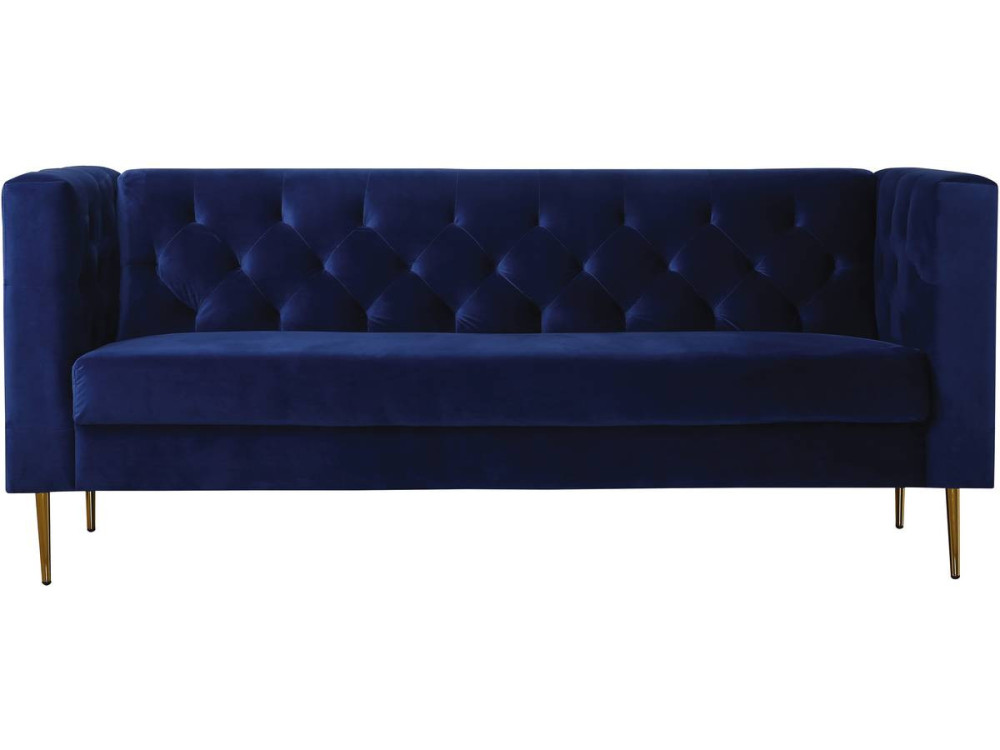 Couch aus Samt "Bruce" - 196 x 76 x 82 cm - 3-Sitzer - Dunkelblau