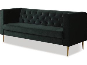 Couch aus Samt "Bruce" - 196 x 76 x 82 cm - 3-Sitzer - Dunkelgrün
